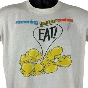Vintage 70s Distressed Screaming Yellow Zonkers T Shirt White Snack Tee M Medium